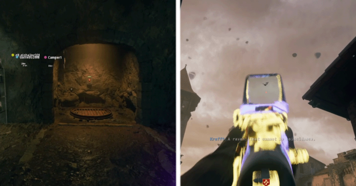 Slide Down Cave and Shoot Raven