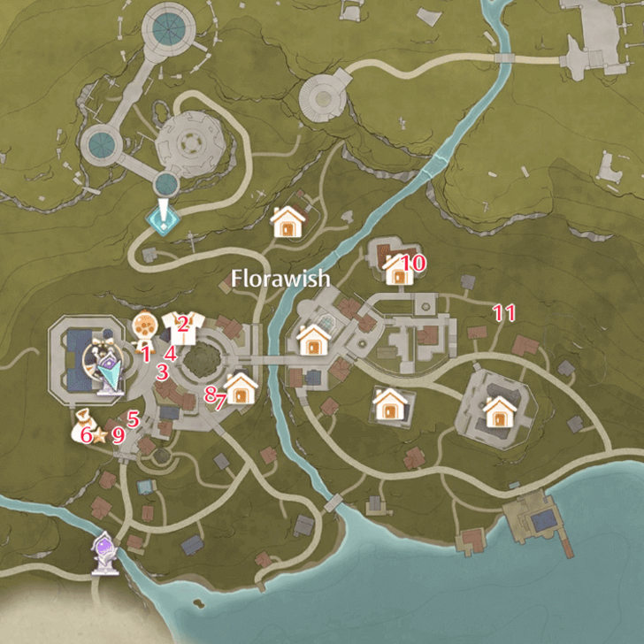 Infinity Nikki - Flat Map - Florawish Shop Locations