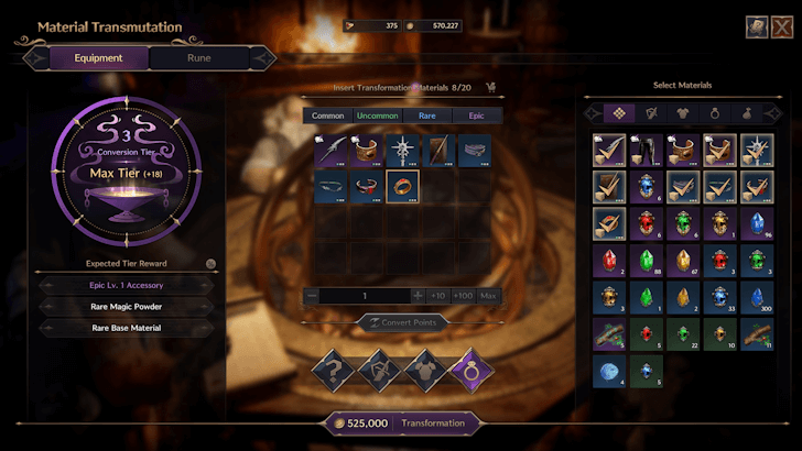 Material Transmutation - Select Items to Transmute