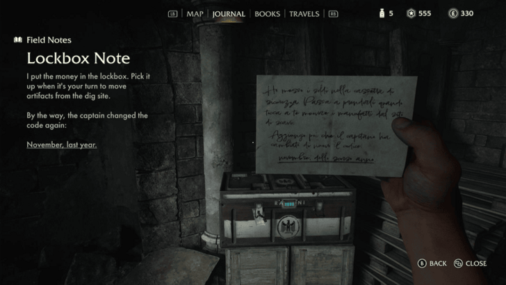 Indiana Jones and the Great Circle - Post Office Cellar Lockbox