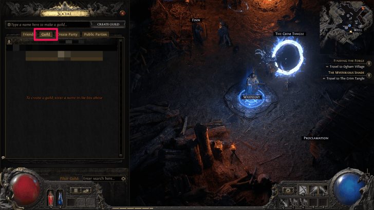 POE 2 - Guild tab in Social menu