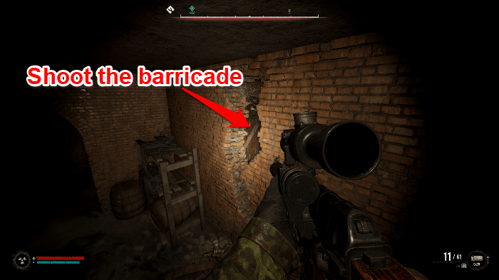 Shoot the Barricade from the Hole in the Brick Wall