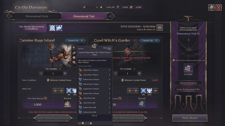 Throne and Liberty (TL) - Dimensional Trials Rune Farming