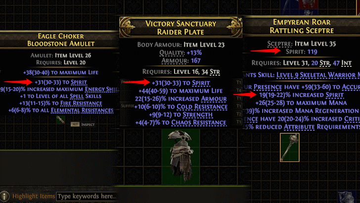 Path of Exile 2 - Maximum Spirit on Gear