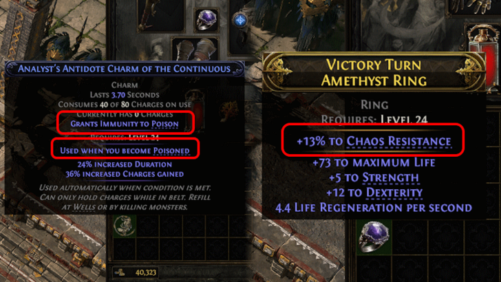 Path of Exile 2 - Viper Get an Antidote Charm or an Amethyst Ring