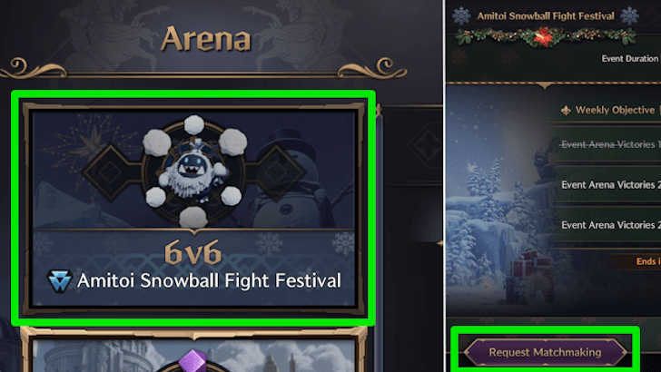 Queue Winter PvP Arena