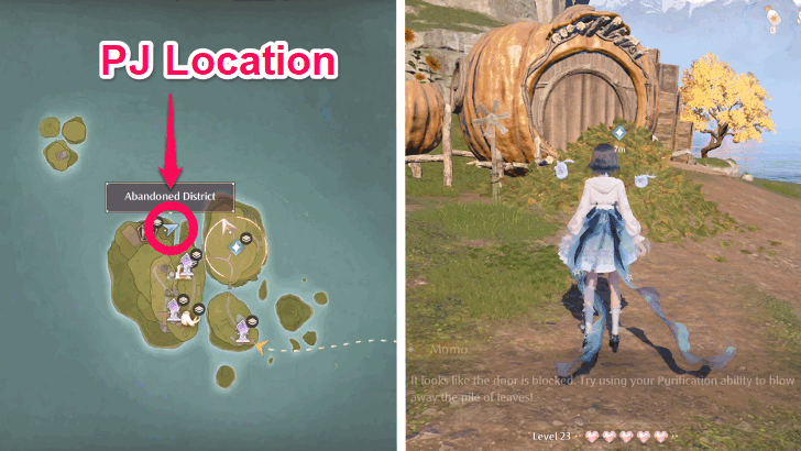 Go to the Thuddy Squash Cabin at the Windrider Mill and Find PJ