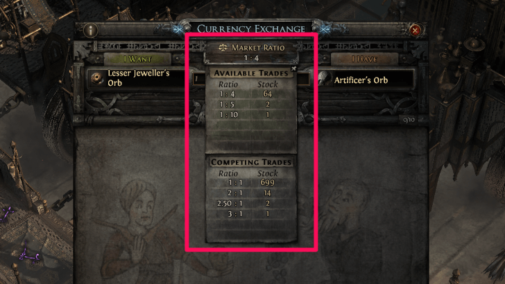 POE 2 - Hover Cursor Over Market Ratio