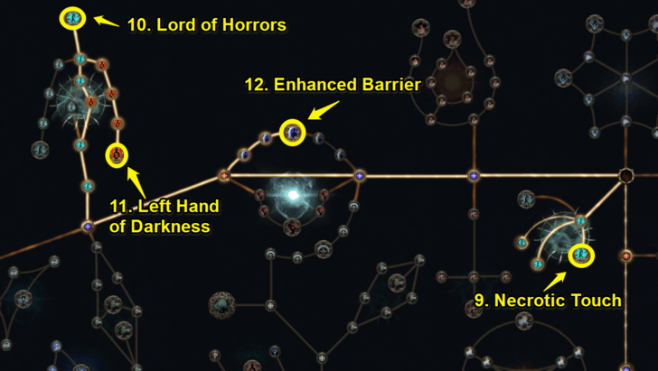 PoE 2 - Necrotic Touch Lord of Horrors Left Hand of Darkness Enhanced Barrier