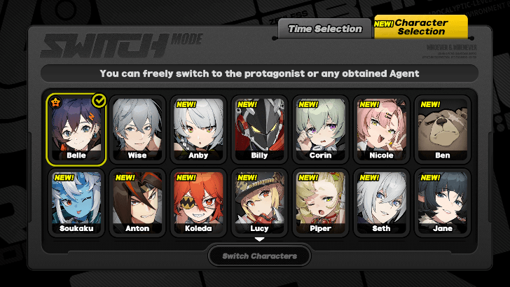 Available Character Selection