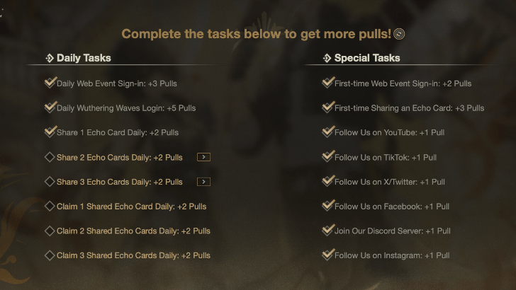 Complete Tasks to Get Pulls