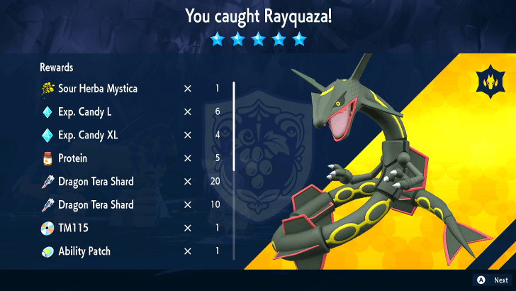 Pokemon SV - Rayquaza Raid Rewards
