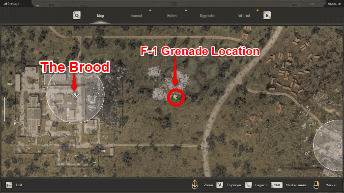 F-1 Grenade Cinderblock Pile Map