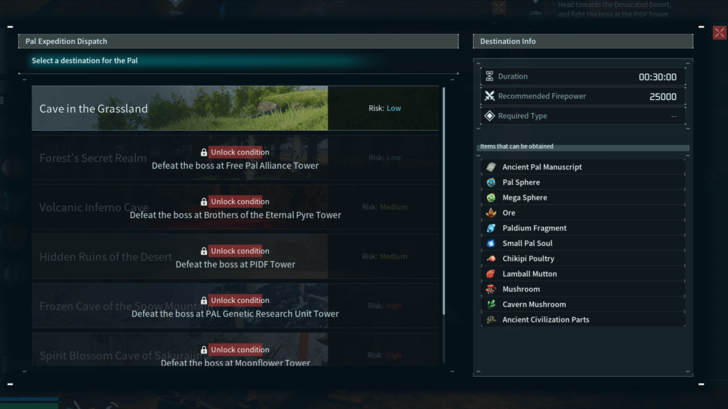 Palworld - Pal Expedition Destinations