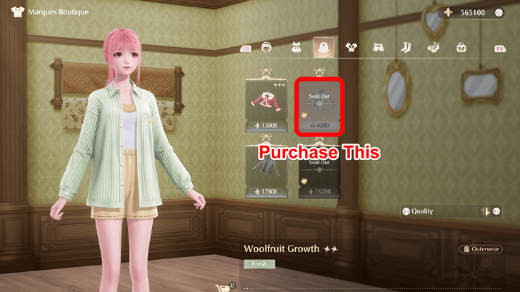 Infinity Nikki Woolfruit Growth Pruchased From Marques Boutique