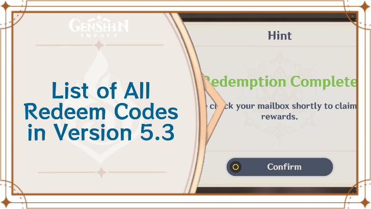 Genshin Impact - Version 5.3 Codes