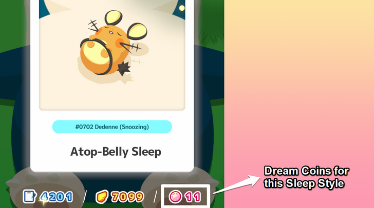 Dream Coins for Dedenne Atop-Belly Sleep Style