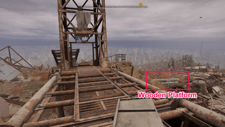 Wooden Platform Getting Down From Crane