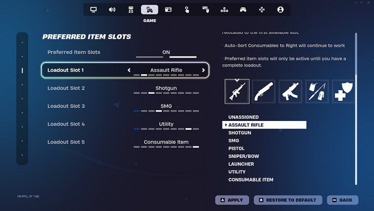 Preferred Item Slots