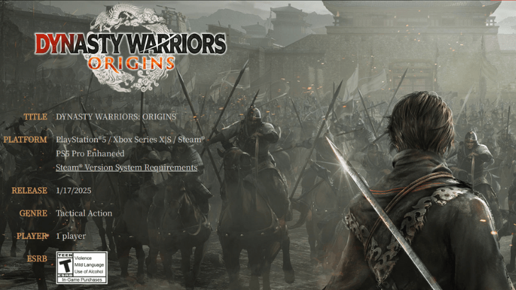 Dynasty Warriors Origins - Not Available on PS4 and Xbox One