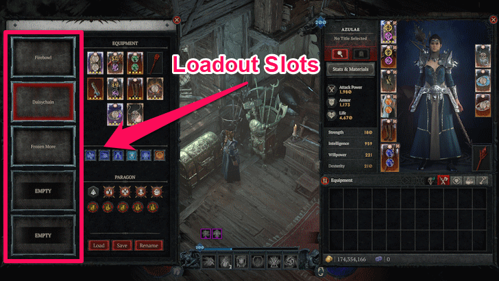 Diablo 4 - 5 Loadout Slots That are Character Bound
