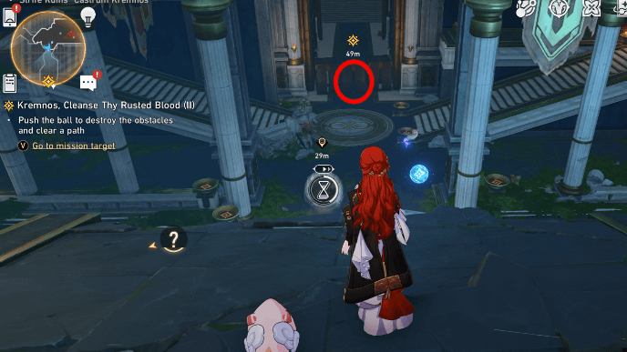 Honkai Star Rail - Kremnos, Cleanse Thy Rusted Blood Part II Mission Guide - Use the Ball on the Statue Above