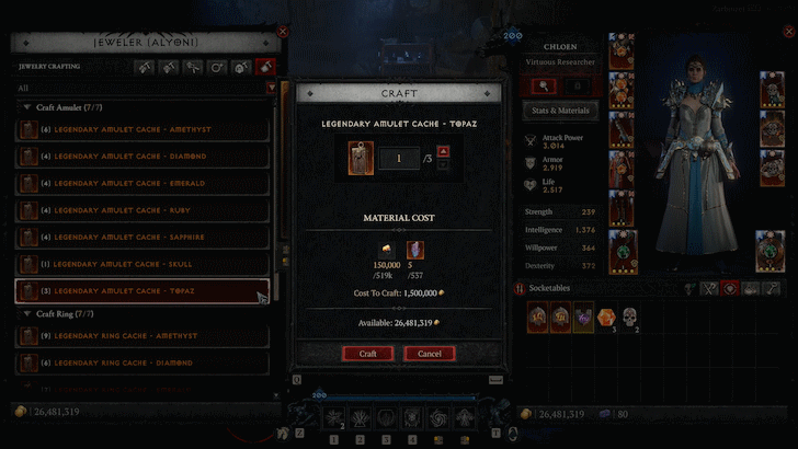 Diablo 4 - Jeweler Jewelry Crafting