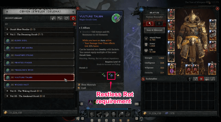 Used for Crafting Occult Gems