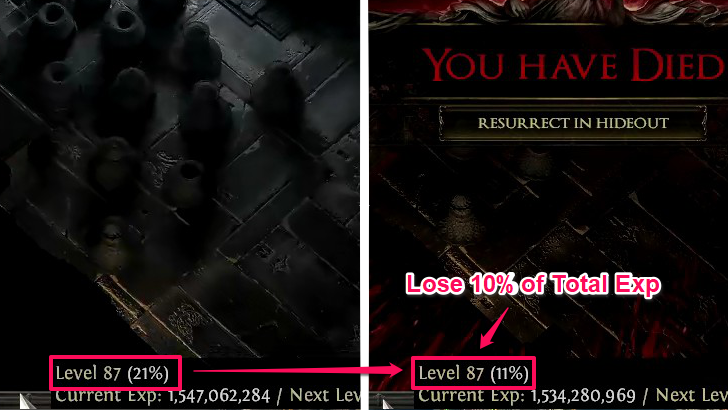 Lose 10% of Experience When Dying