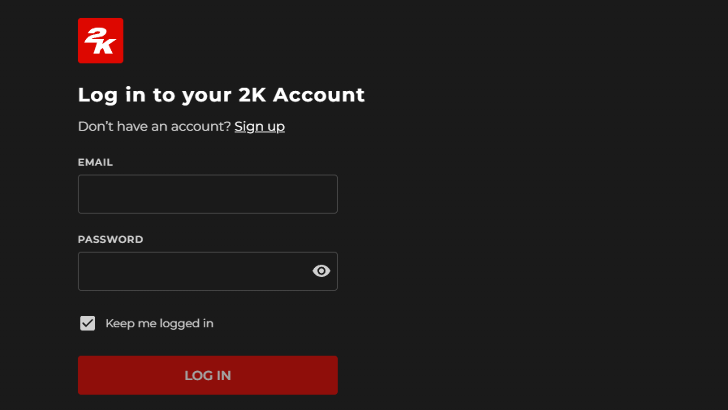 Step 1 - Log-in to 2K Account