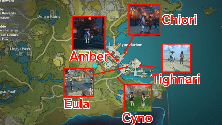 Genshin - Character Locations Day 1