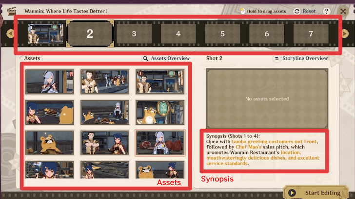 Genshin Impact - Select Appropriate Assets