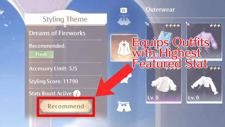 Infinity Nikki - Fireworks Styling Challenge - Recommended Button