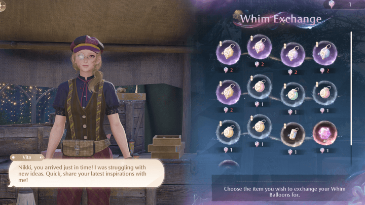 Infinity Nikki - Whim Exchange Screen