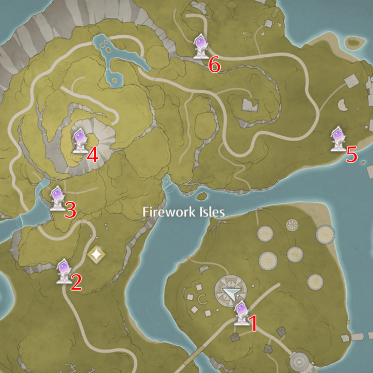 Firework Isles Warp Spire Locations