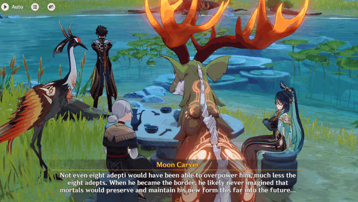 Zhongli, Xianyun, Madame Ping, Moon Carver, and Mountain Shaper Mt. Aocang