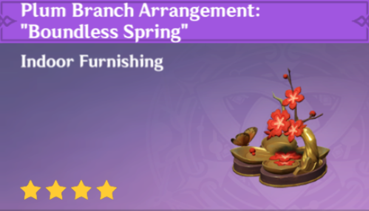 Genshin Impact - How to Get Plum Branch Arrangement - "Boundless Spring" Furnishing