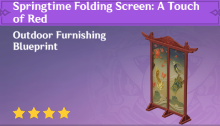 Genshin Impact - How to Get Springtime Folding Screen: A Touch of Red Furnishing