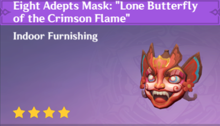 Genshin Impact - How to Get Eight Adept Mask: Lone Butterfly of the Crimson Flame  Furnishing