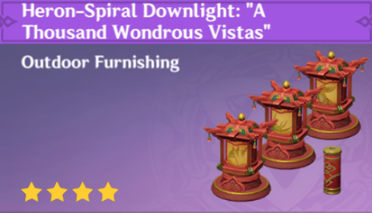 Genshin Impact - How to Get Heron-Spiral Downlight - "A Thousand Wondrous Vistas" Furnishing