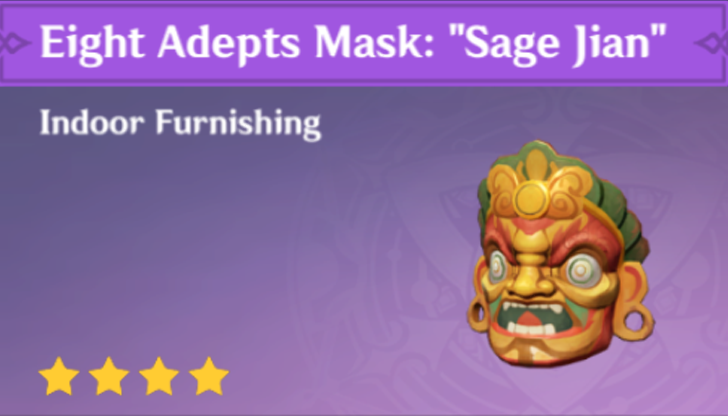 Genshin Impact - How to Get Eight Adept Mask: Sage Jian  Furnishing