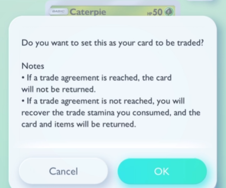 Tap on OK to Confirm Your Card Selection