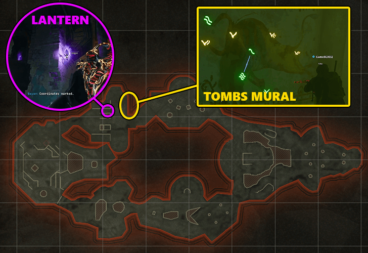 Lantern and Tombs Mural Location