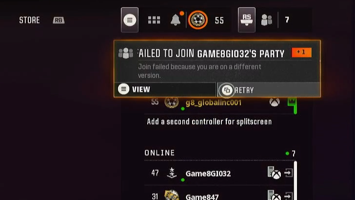 Join Failed Because On a Different Version Error