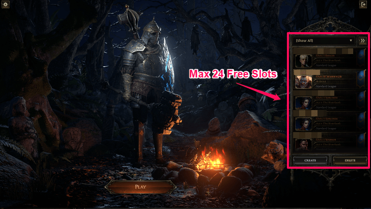 Max Character Slot Limit