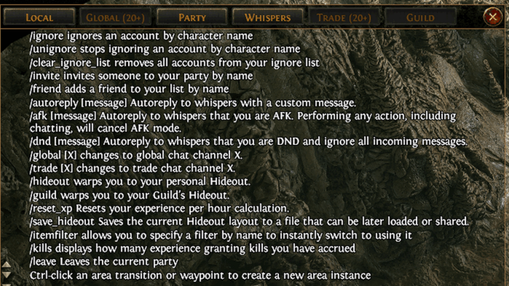 Path of Exile 2 (PoE 2) Chat Commands