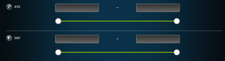 ATK and DEF Value Filters