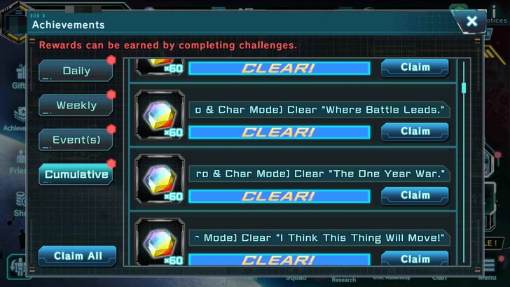 Gundam UCE Amuro and Char Mode Rewards - Gundam UCE
