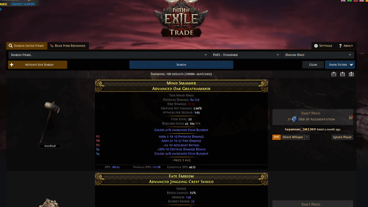Path of Exile Trade Site