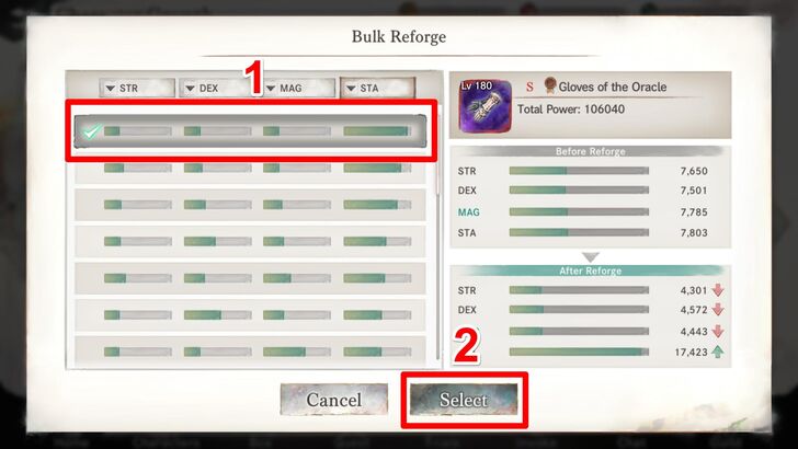 Bulk Reforge and making choices - MementoMori